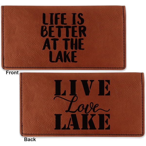 Lake House Leather Checkbook Holder Front and Back