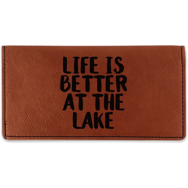 Custom Lake House Leatherette Checkbook Holder - Single Sided (Personalized)