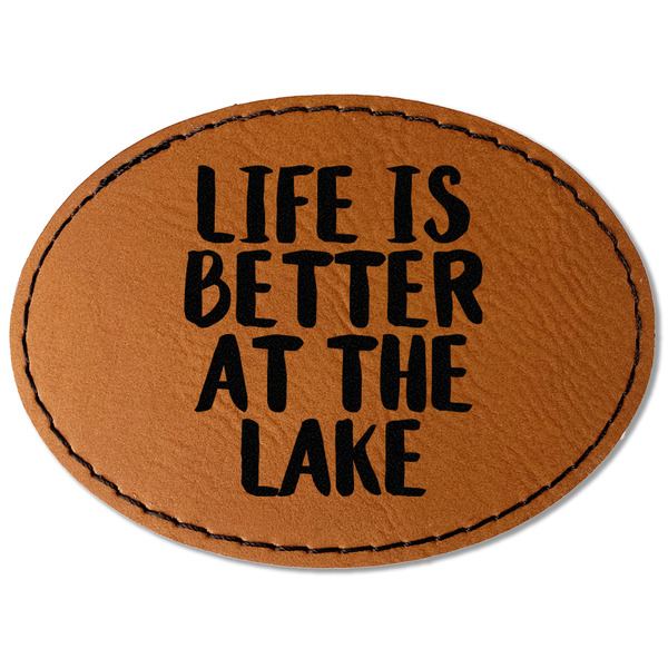 Custom Lake House Faux Leather Iron On Patch - Oval (Personalized)