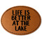 Lake House Faux Leather Iron On Patch - Oval (Personalized)