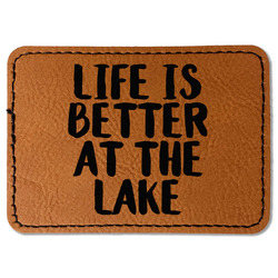 Lake House Faux Leather Iron On Patch - Rectangle (Personalized)