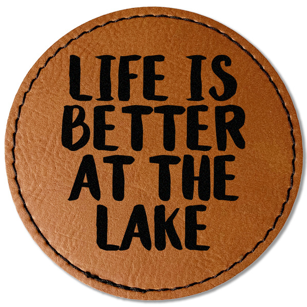 Custom Lake House Faux Leather Iron On Patch - Round (Personalized)