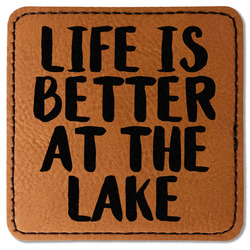 Lake House Faux Leather Iron On Patch - Square (Personalized)