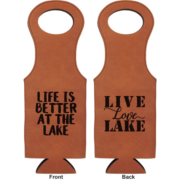 Lake House Leatherette Wine Tote Double Sided - Front and Back