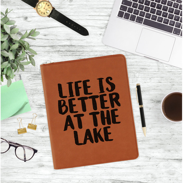 Lake House Leatherette Zipper Portfolio - Lifestyle Photo