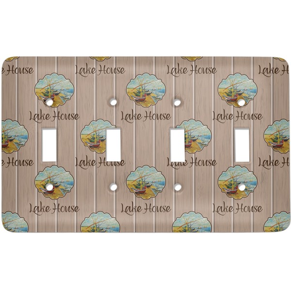 Custom Lake House Light Switch Cover (4 Toggle Plate) (Personalized)