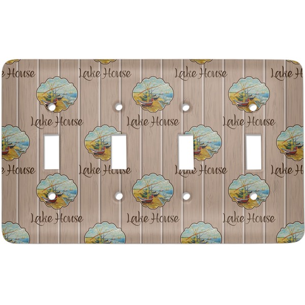 Custom Lake House Light Switch Cover (4 Toggle Plate) (Personalized)