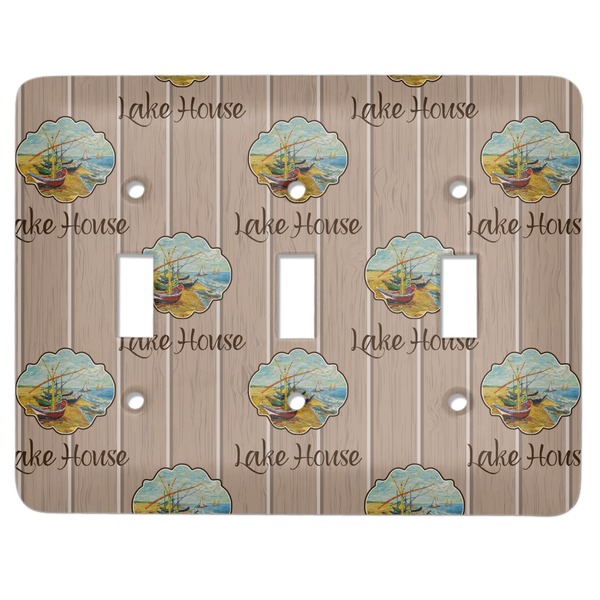 Custom Lake House Light Switch Cover (3 Toggle Plate) (Personalized)