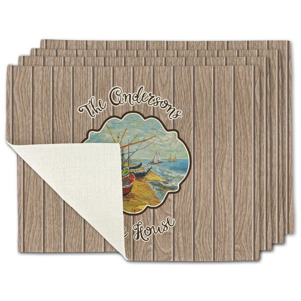 Custom Lake House Single-Sided Linen Placemat - Set of 4 w/ Name or Text