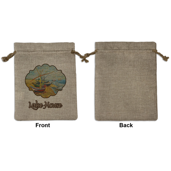 Lake House Medium Burlap Gift Bag - Front Approval