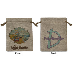 Lake House Medium Burlap Gift Bag - Front & Back (Personalized)