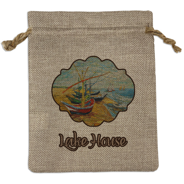 Custom Lake House Burlap Gift Bag (Personalized)