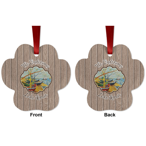 Lake House Metal Paw Ornament - Front and Back