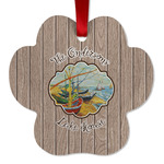 Lake House Metal Paw Ornament - Double Sided w/ Name or Text