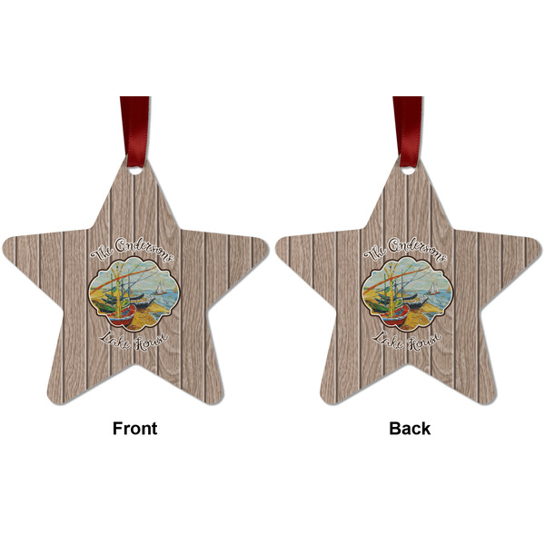 Lake House Metal Star Ornament - Front and Back