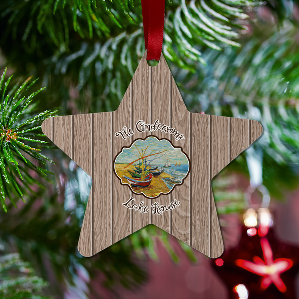 Lake House Metal Star Ornament - Lifestyle