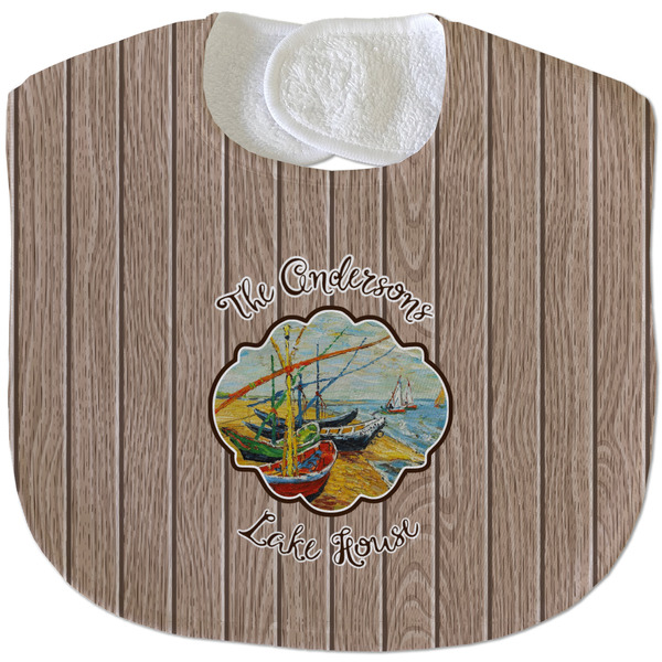 Custom Lake House Velour Baby Bib w/ Name or Text