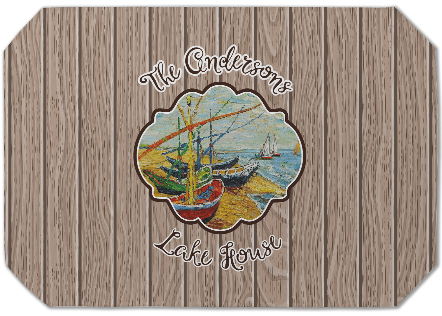 Lake House Dining Table Mat Octagon w/ Name or Text YouCustomizeIt