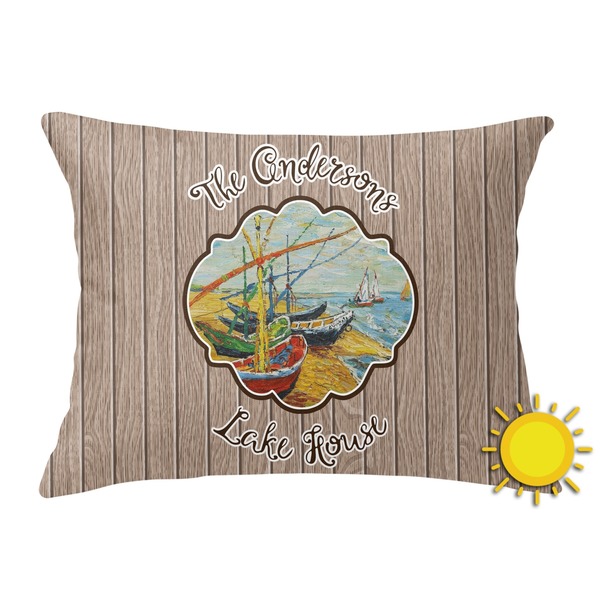 Custom Lake House Outdoor Throw Pillow (Rectangular) (Personalized)