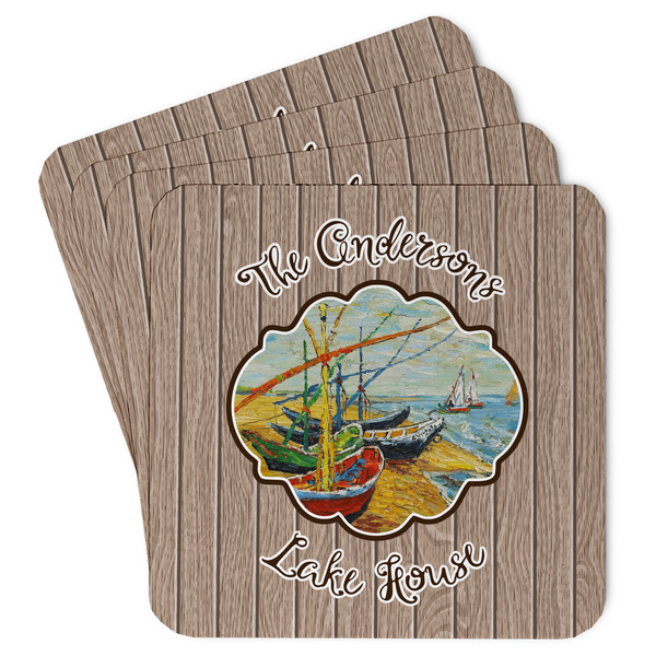 Custom Lake House Paper Coasters w/ Name or Text