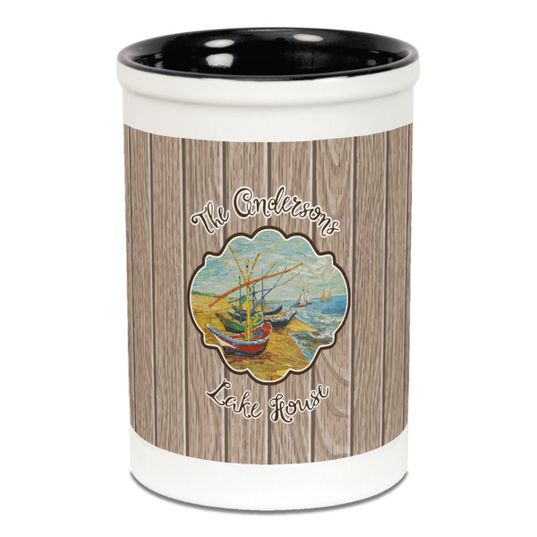 Custom Lake House Ceramic Pencil Holders - Black