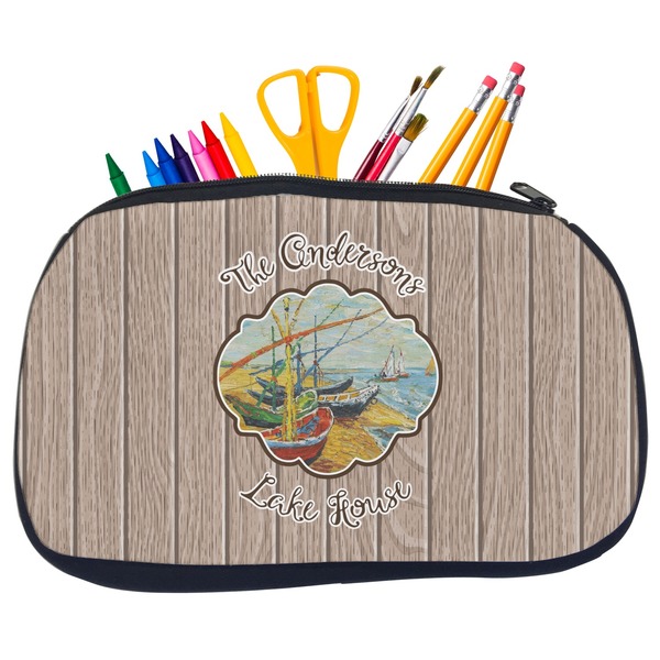 Custom Lake House Neoprene Pencil Case - Medium w/ Name or Text