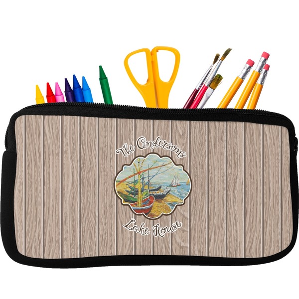 Custom Lake House Neoprene Pencil Case - Small w/ Name or Text