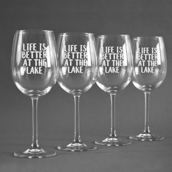 Lake House Personalized Wine Glasses (Set of 4)