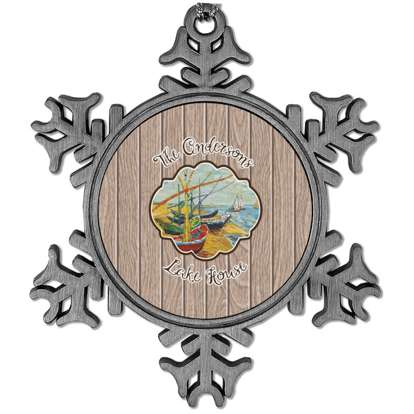 Custom Lake House Vintage Snowflake Ornament (Personalized)
