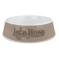 Lake House Plastic Dog Bowl - Large (Personalized)