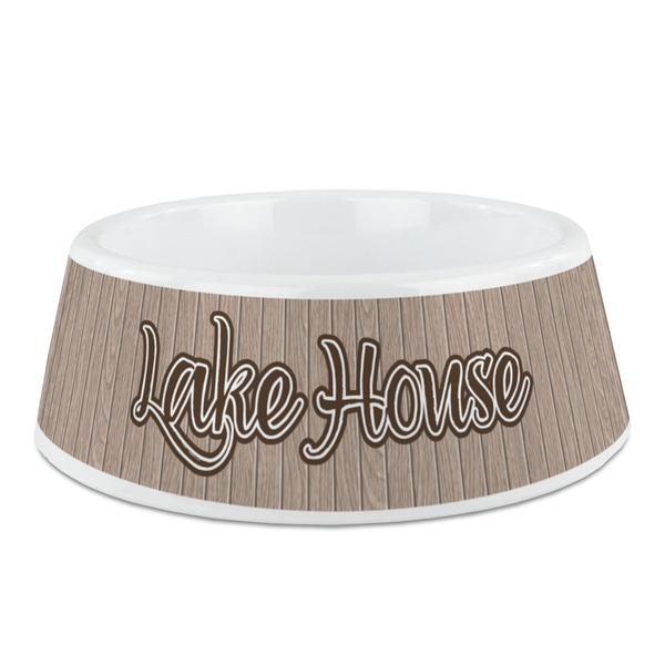 Custom Lake House Plastic Dog Bowl - Medium (Personalized)