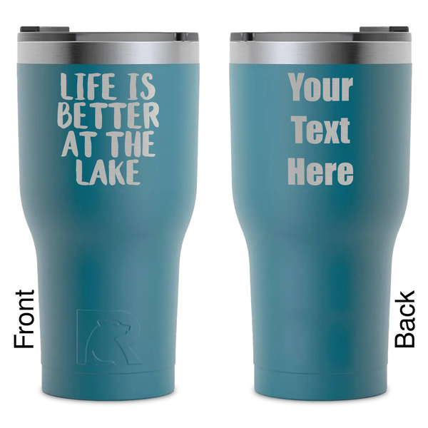 Custom Lake House RTIC Tumbler - Dark Teal - Laser Engraved - Double-Sided (Personalized)
