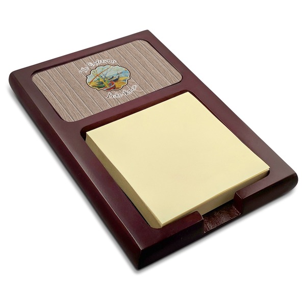 Custom Lake House Red Mahogany Sticky Note Holder (Personalized)