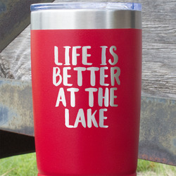 Lake House 20 oz Stainless Steel Tumbler - Red - Single Sided (Personalized)