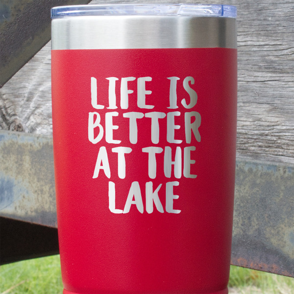 Lake House Red Polar Camel Tumbler - 20oz - Close Up