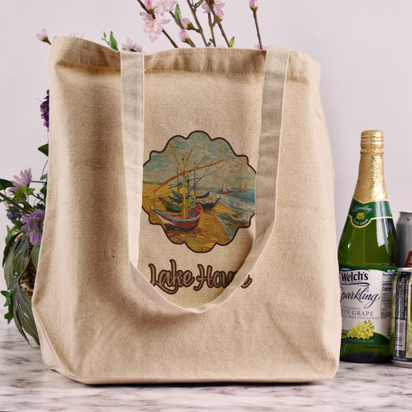 Lake House Reusable Cotton Grocery Bag - In Context