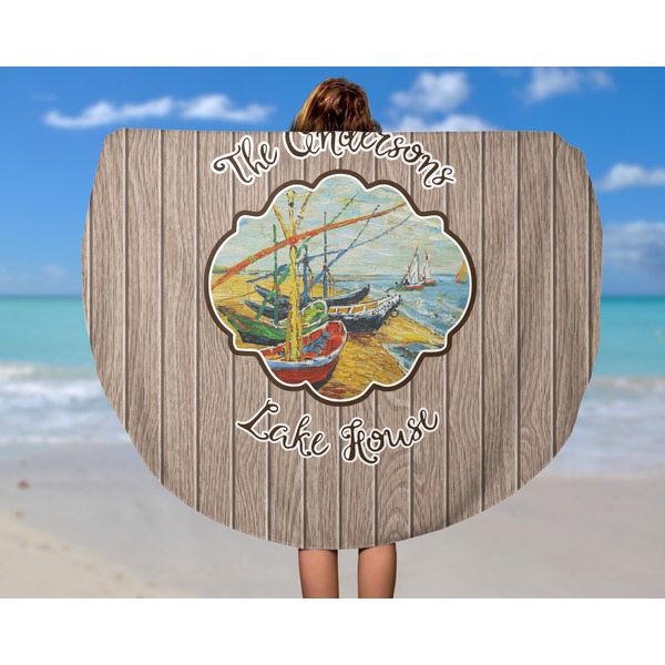 Lake House Round Beach Towel - In Use