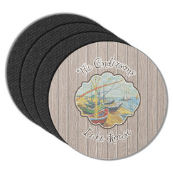 Lake House Round Rubber Backed Coasters - Set of 4 (Personalized)