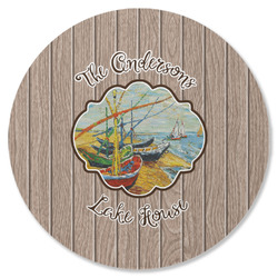 Lake House Round Rubber Backed Coaster (Personalized)