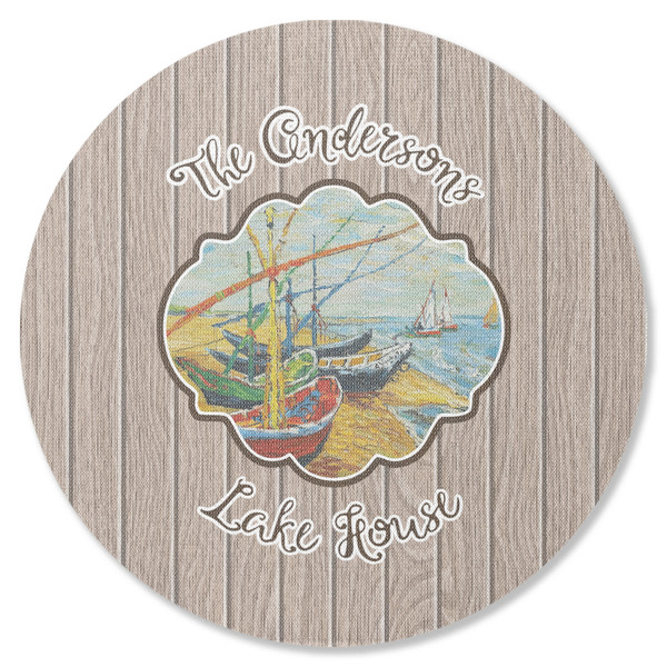 Custom Lake House Round Rubber Backed Coaster (Personalized)