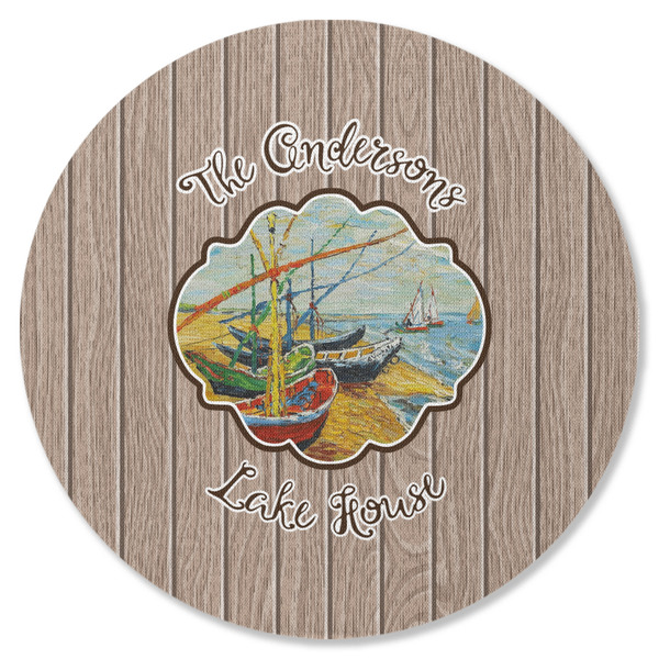 Lake House Round Coaster Rubber Back - Single