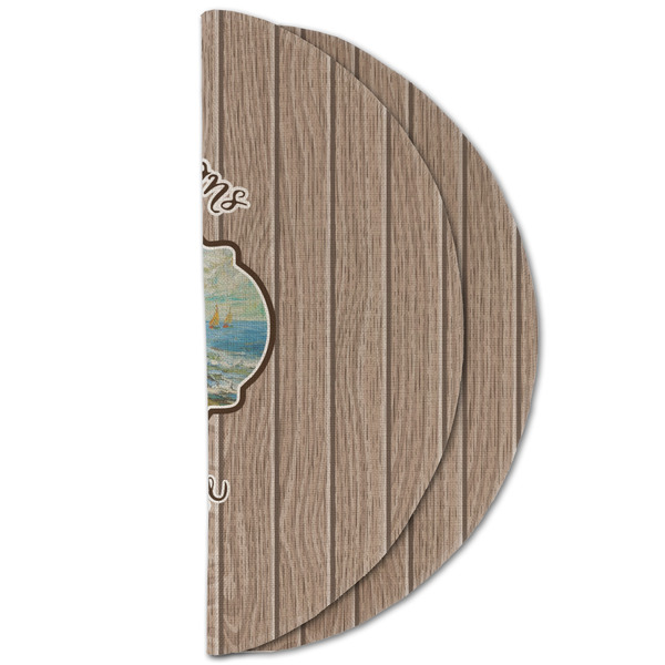 Lake House Round Linen Placemats - HALF FOLDED (double sided)