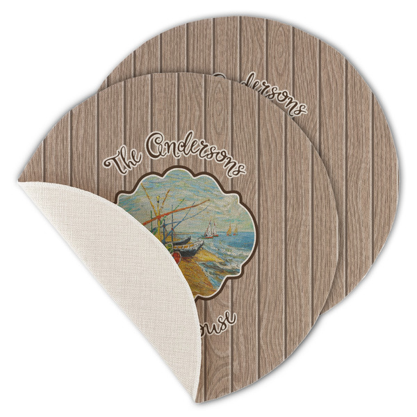 Custom Lake House Round Linen Placemat - Single Sided - Set of 4 (Personalized)