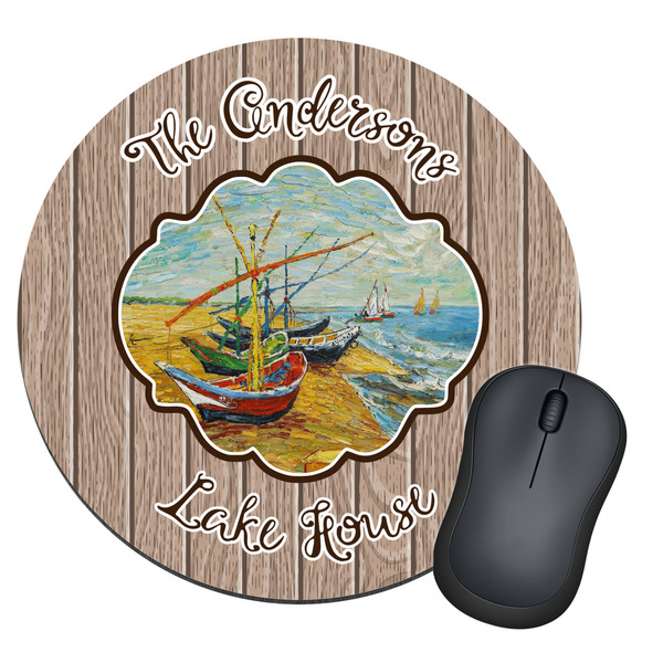 Custom Lake House Round Mouse Pad (Personalized)