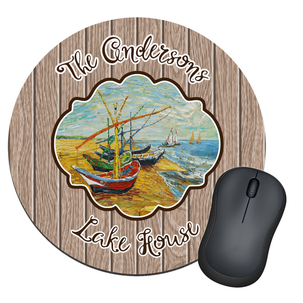 Custom Lake House Round Mouse Pad (Personalized)
