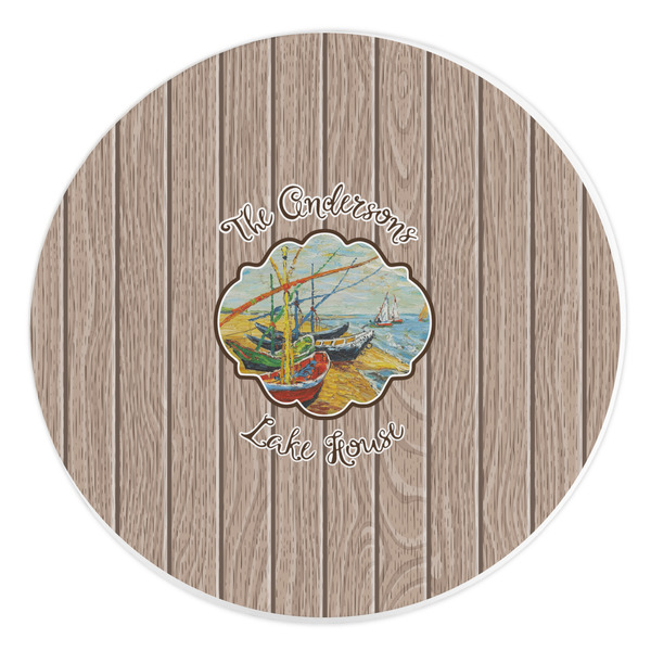Custom Lake House Round Stone Trivet (Personalized)