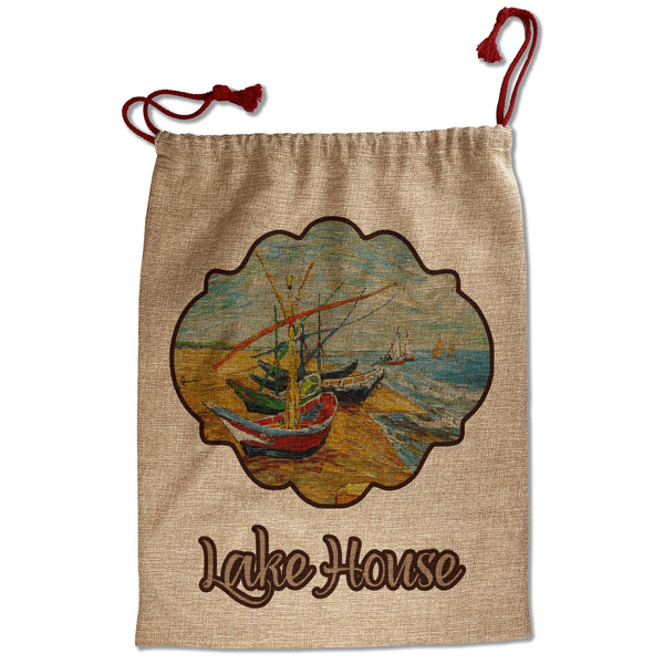 Custom Lake House Santa Sack - Front (Personalized)