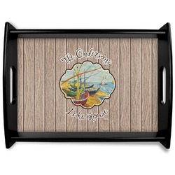 Lake House Black Wooden Tray - Large (Personalized)