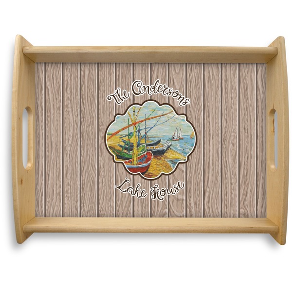 Custom Lake House Natural Wooden Tray - Large (Personalized)