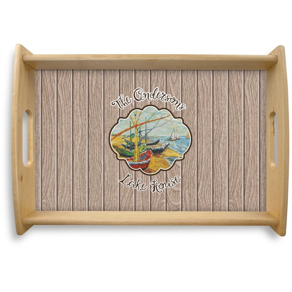 Custom Lake House Natural Wooden Tray - Small (Personalized)